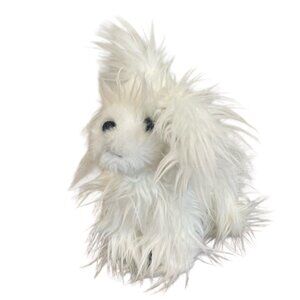 Battat White Yorkie 10” Fluffy Puppy Dog Plush Stuffed Long Hair Pink Bow